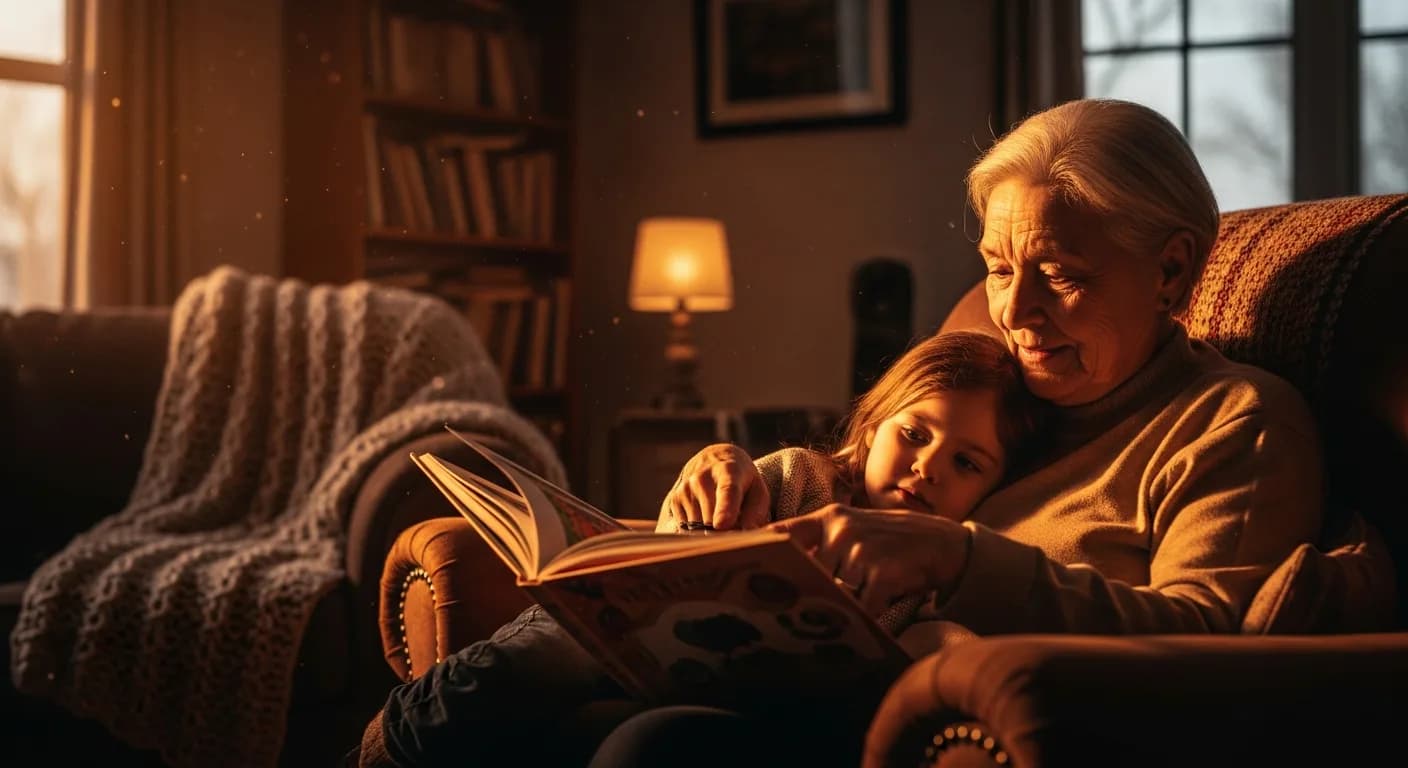 Grandparent reading to child